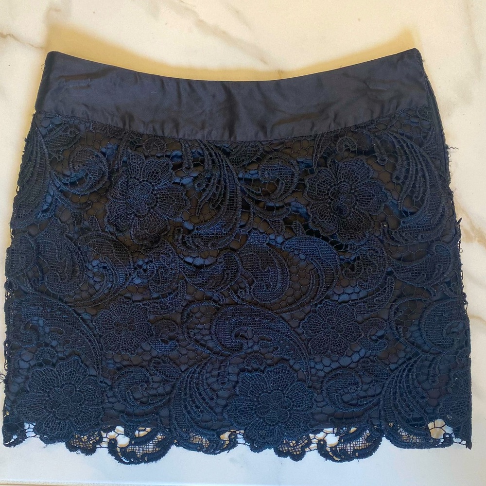 Black lace mini skirt